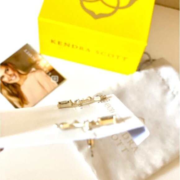 Kendra Scott Sutton Climber Earring Gold Smokey Mix Clear Stones Gift Box Bag - Picture 4 of 13